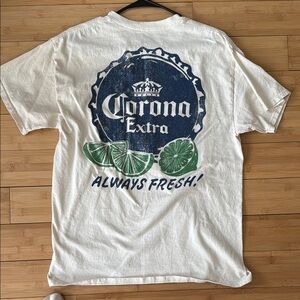 Cream corona extra graphic T-shirt